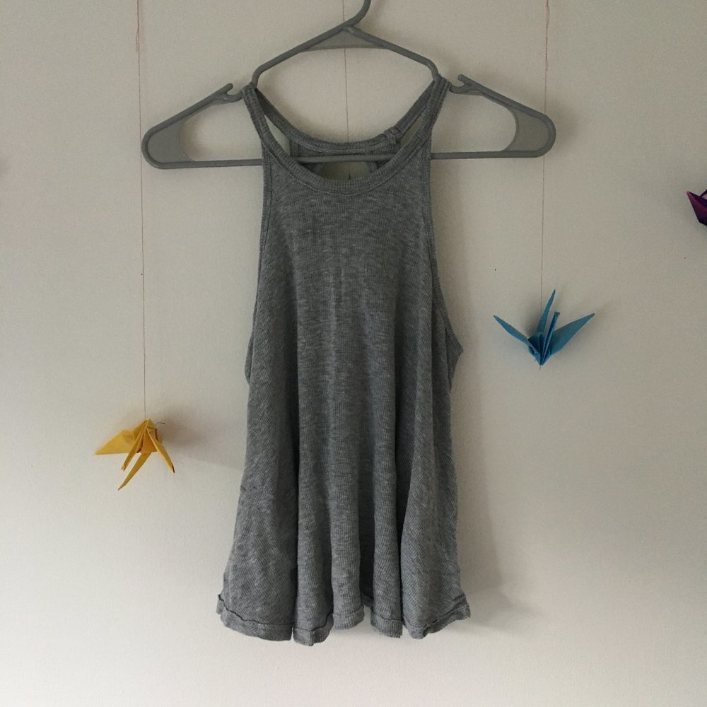 High neck swingy ribbed tank
